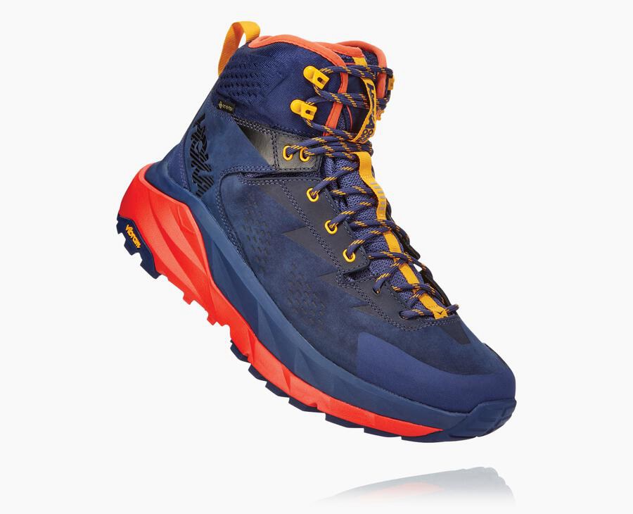 Hiking Boots Mens - Hoka One One Kaha GORE-TEX - Blue/Red - ATVWIMY-18